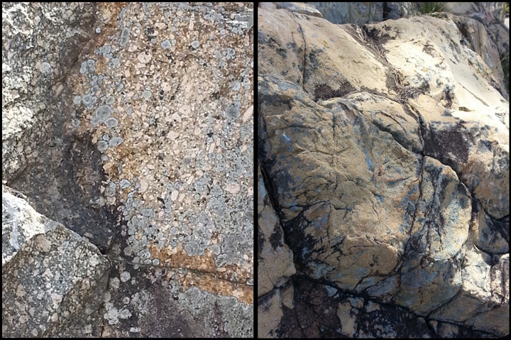 圖左：長石斑岩　圖右：砂岩