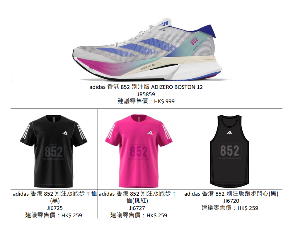 adidas Running 推出香港852別注版ADIZERO BOSTON 12 及跑步服飾| Fitz 運動平台